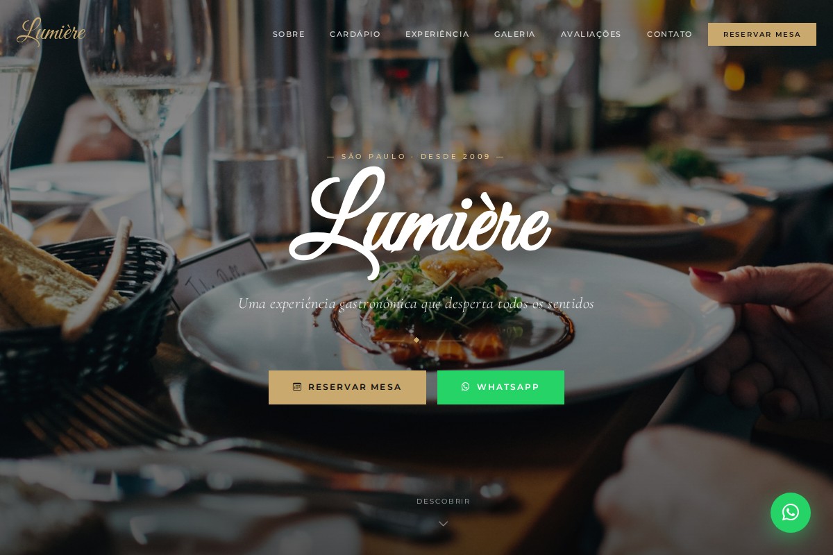 Projeto de site para restaurante